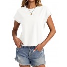 Zacca Womens Cap Sleeve Crop Tops Cotton T Shirts Crewneck Loose Fit Short Sleeves Tee Summer Fashion Clothes 2025