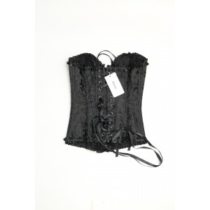 Zacca Corselet Tops for Women, Bustier Shapewear Lingerie, Lace Waist Push Up Bodysuit Black Color