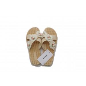 Zacca Women's Flat Sandals Fashion Slides With Soft Leather Slippers for Summer White Color